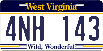 WV license plate 4NH143