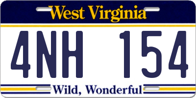 WV license plate 4NH154
