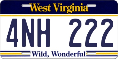 WV license plate 4NH222