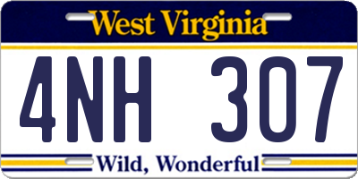 WV license plate 4NH307