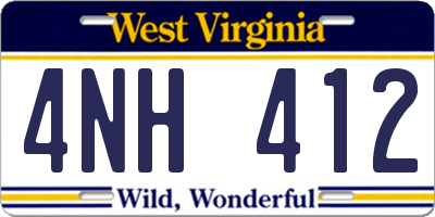 WV license plate 4NH412