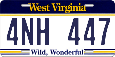 WV license plate 4NH447