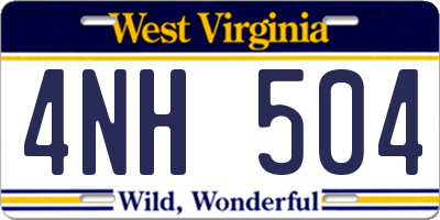 WV license plate 4NH504