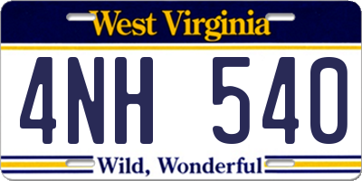 WV license plate 4NH540
