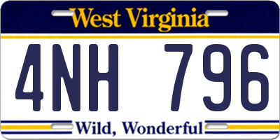 WV license plate 4NH796