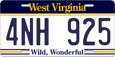 WV license plate 4NH925