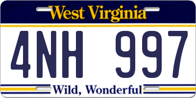WV license plate 4NH997