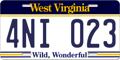 WV license plate 4NI023