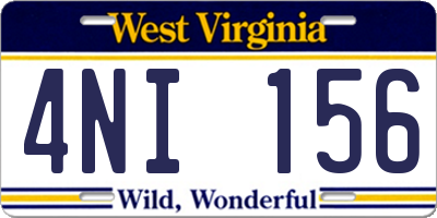 WV license plate 4NI156