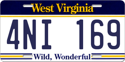 WV license plate 4NI169