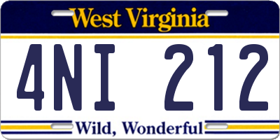 WV license plate 4NI212
