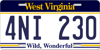 WV license plate 4NI230