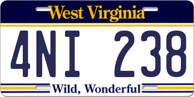 WV license plate 4NI238