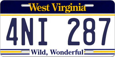 WV license plate 4NI287