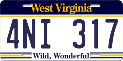 WV license plate 4NI317