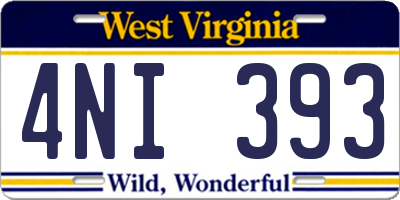 WV license plate 4NI393