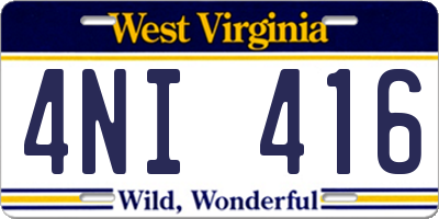 WV license plate 4NI416