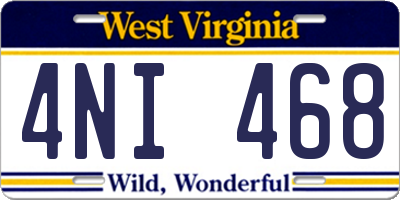 WV license plate 4NI468