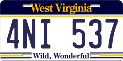 WV license plate 4NI537