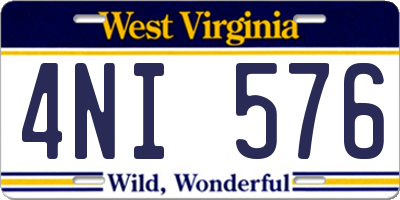 WV license plate 4NI576