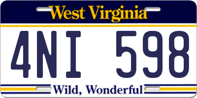 WV license plate 4NI598