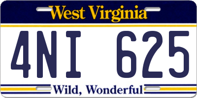 WV license plate 4NI625