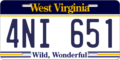 WV license plate 4NI651