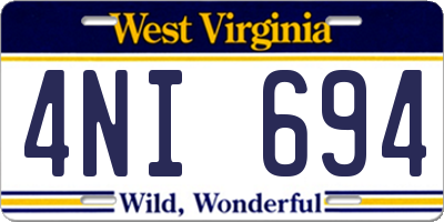 WV license plate 4NI694