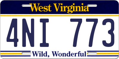 WV license plate 4NI773