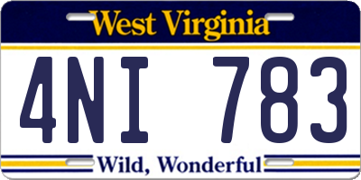 WV license plate 4NI783