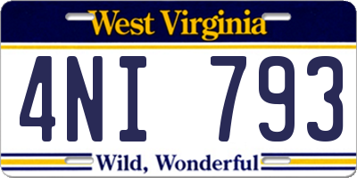 WV license plate 4NI793