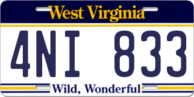 WV license plate 4NI833