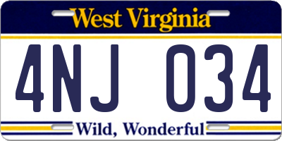 WV license plate 4NJ034
