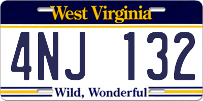 WV license plate 4NJ132