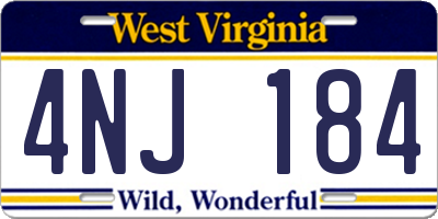 WV license plate 4NJ184