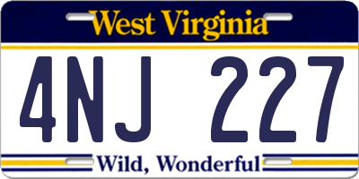 WV license plate 4NJ227