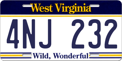 WV license plate 4NJ232