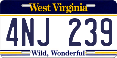 WV license plate 4NJ239