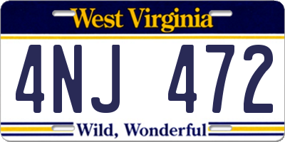WV license plate 4NJ472
