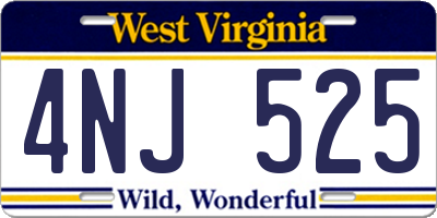 WV license plate 4NJ525