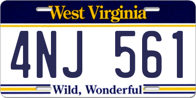 WV license plate 4NJ561
