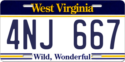 WV license plate 4NJ667