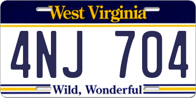 WV license plate 4NJ704