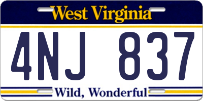 WV license plate 4NJ837