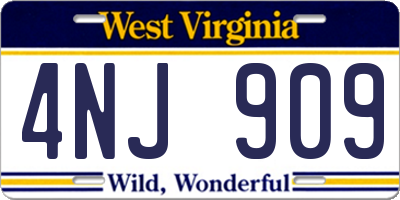 WV license plate 4NJ909