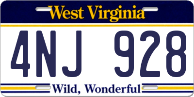 WV license plate 4NJ928