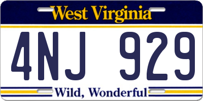 WV license plate 4NJ929