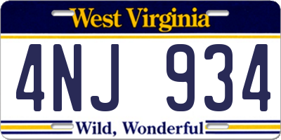 WV license plate 4NJ934