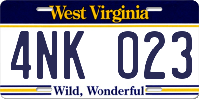 WV license plate 4NK023