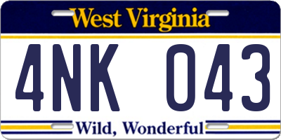 WV license plate 4NK043